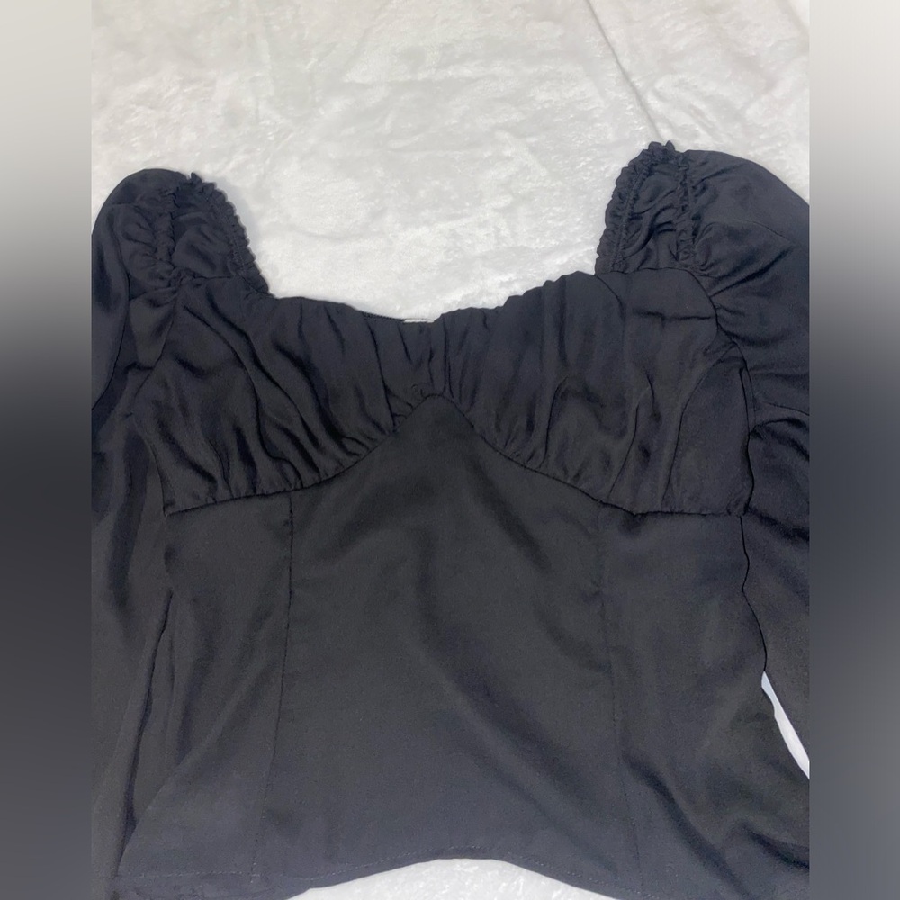 Nordstrom Black Flowy Sleeve Blouse Size M